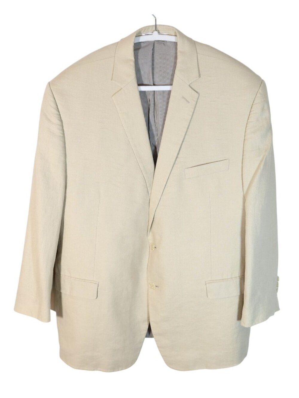 CALVIN KLEIN 100% Linen Beige 2 Button Blazer Sport Coat Size 46R Preppy Coastal